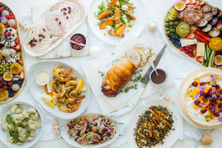 a table full of food